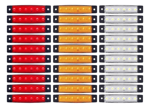 10 Led Rojo, 10 Ámbar Y 10 Led Blancos De 12 V, 24 V, 6 Cara