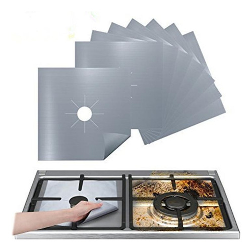 Set 4 Protectores Para Quemador De Estufa Plateados Cocina 