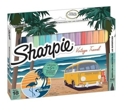 Set Marcadores Sharpie Vintage Travel 18 Colores 