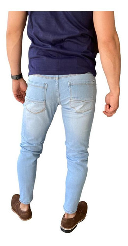 Imagen 3 de 6 de Jeans Elasticados Hombre Strech Celeste