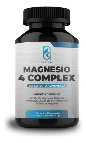 Magnesio Complex 500mg - 200 Cápsulas Por Frasco Sabor Sin Sabor