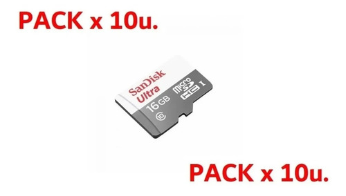 Imagen 3 de 3 de Pack X 10 Unidades Tarjeta De Memoria 16gb Sandisk Ultra Sd