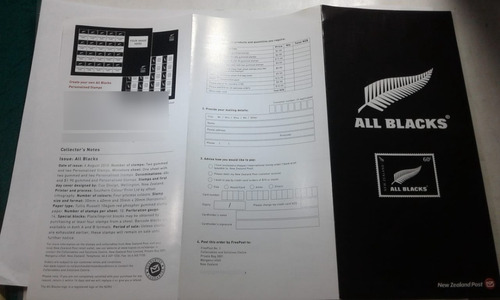 Folleto Y Tarjeta Rugby All Blacks Nueva Zelandia 2010