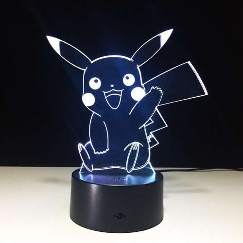 Imagen 5 de 10 de Lámpara Ilusión 3d Pokémon Pikachu