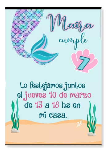 Invitacion Whatsapp Sirenas Diseño Incluido 