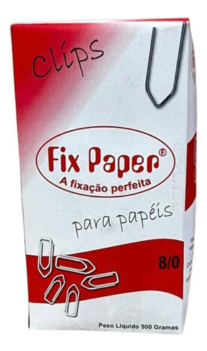 Clips Para Papel Galvanizado 8/0 Com 137 Unidades Fix Paper