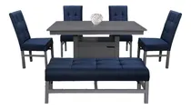 Comprar Antecomedor Orne 4 Sillas 1 Banca Gris Këssa Muebles Diseño de la tela de las sillas Liso