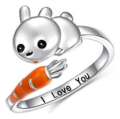 Anillos - Easter Day Jewelry Bunny & Carrot Ring Sterling Si