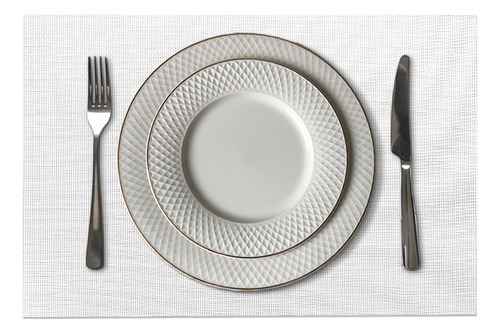 6 Jogo Americano Mesa Posta Luxo Impermeável Pvc Mz Liso Cor M7 Branco