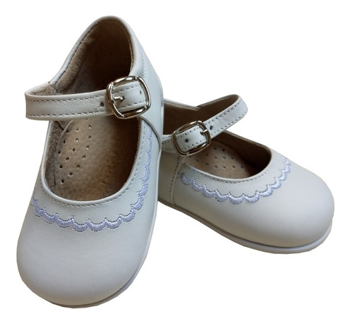 Zapato Bebe Nena 100% Cuero Bautismo/fiesta/vestir Blanco