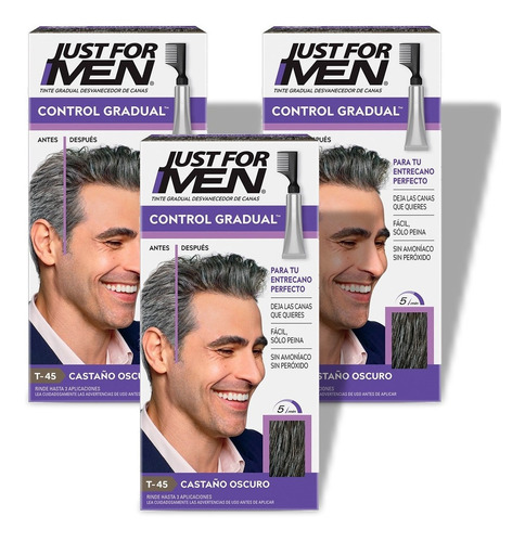 Just For Men Control Gradual Cubre Algunas Canas Pack 3un