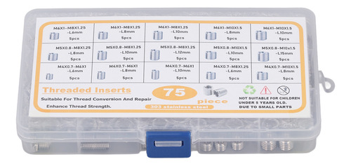 Kit De Insertos Roscados, 75 Unidades, Surtido De Tuercas De