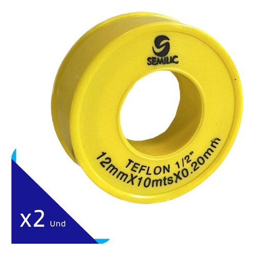 Teflon 1/2 12mm X 10 Mts X 0,20mm Semilic 2 Pack