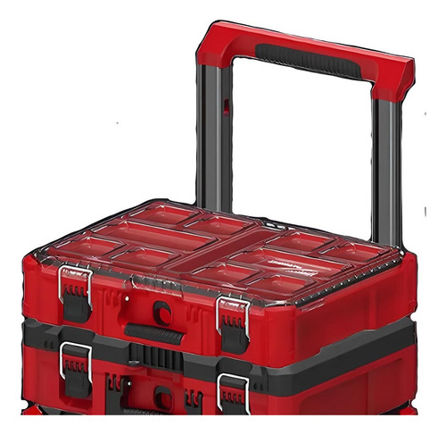 Kit Maletas E Caixas Com Carrinho Packout Milwaukee Cor Vermelho