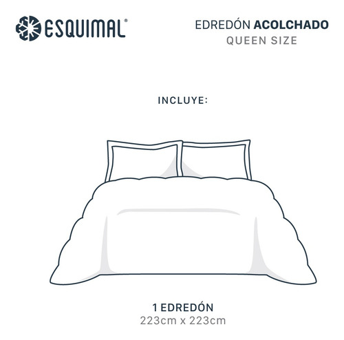 Edredón Esquimal Acolchado Relleno Tipo Down Queen Size Blanco