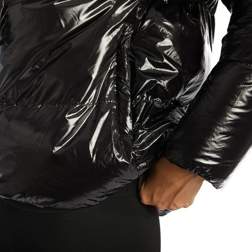Imagen 6 de 10 de Campera Abrigo Reves Svart Mujer Moda Con Capucha Vinilica