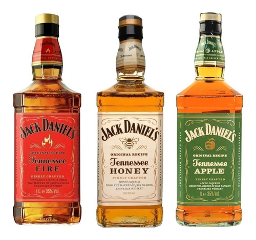 Combo Jack Daniels 3 Botellas De 1litro Fire,honey,apple
