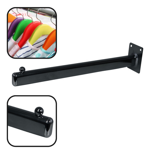 Arara Cabideiro Fixo De Parede Com Esfera Para Roupas 33cm