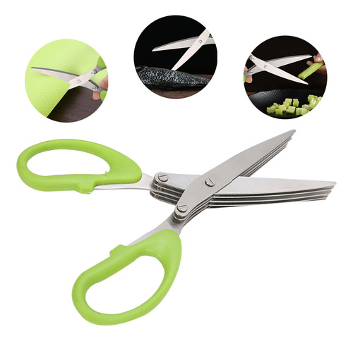 Tijeras Multifuncionales, Tela Herb Scallion, 5 Capas
