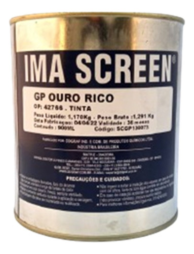 Tinta Gp Brilho Serigrafia Ouro Rico Imagraf - 900ml