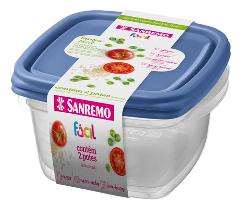 Set X 2 Hermeticos Sanremo Facil 800 Ml