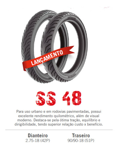 Par Pneus Rinaldi Ss48 City 90/90-18 + 2.75-18 Uso S/camara