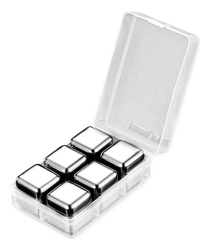 Set X 6 Cubos De Hielo Acero Inox  Reutilizable + Estuche 