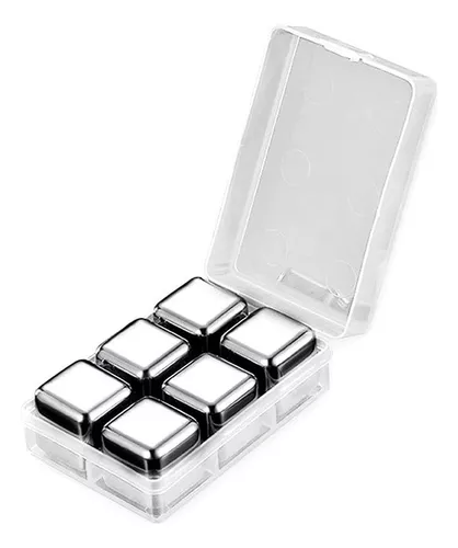 Set X 6 Cubos De Hielo Acero Inox Reutilizable + Estuche