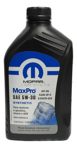 Óleo Pra Motor Max Pro Mopar 5w 30 Synthetic Renegade Flex