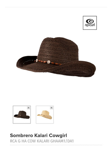 Sombrero Rip Curl Mujer Cowboy Calado Kalari. Impecable