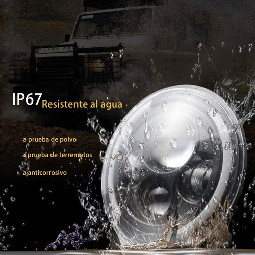 Imagen 7 de 8 de Faro Led 7'' Redondo Jeep/moto | Alto/ Bajo | Ojos De Ángel