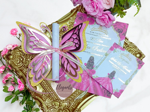 Invitaciones De Mariposa, 15 Años, Quinceañera, 30 Piezas