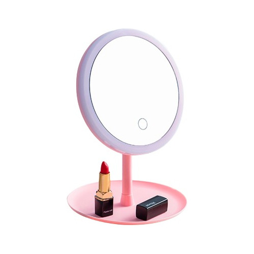 Espejo De Maquillaje   Luz Led.  Pantalla Táctil. Color Rosa