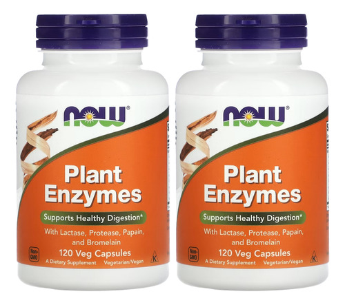 Enzimas Digestivas Now Foods Plant Enzymes 120 Veg Caps 2un Sabor Sem Sabor
