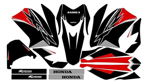 Stickers Para Moto 250z Negra Con Rojo Mod-190