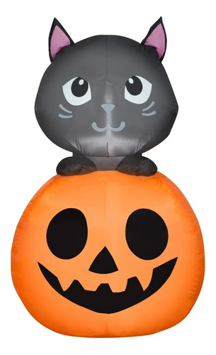 Inflable Halloween Gato Calabaza Luz Led Gatito