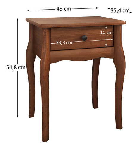 Mesa Cabeceira Classica Pés Cabriolet 1 Gav Castanho Leone