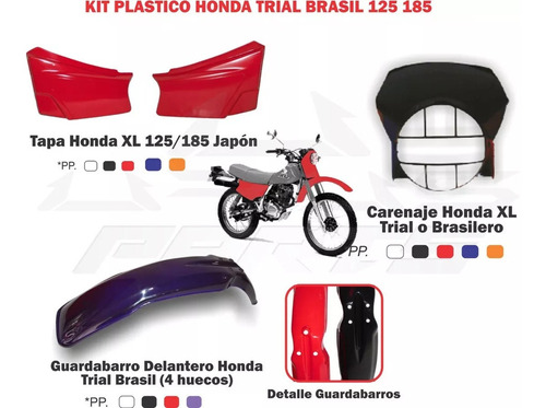 Kit Plastico Vestido Honda Trial Xl 125 - 185