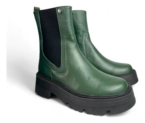 Botas De Cuero Mujer Plataforma Caña Media Moda Casual