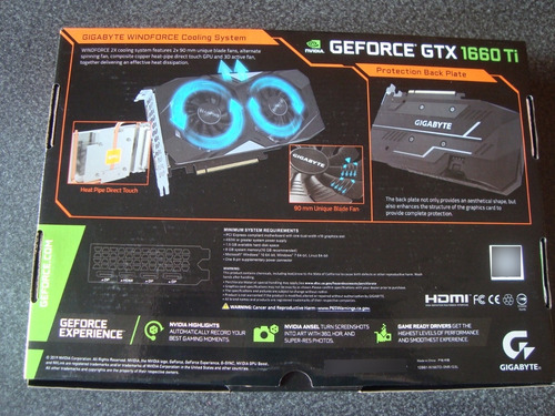 Placa De Video Gtx 1660 Ti 6gb Oc Edition Gigabyte Nvidia (Usado)