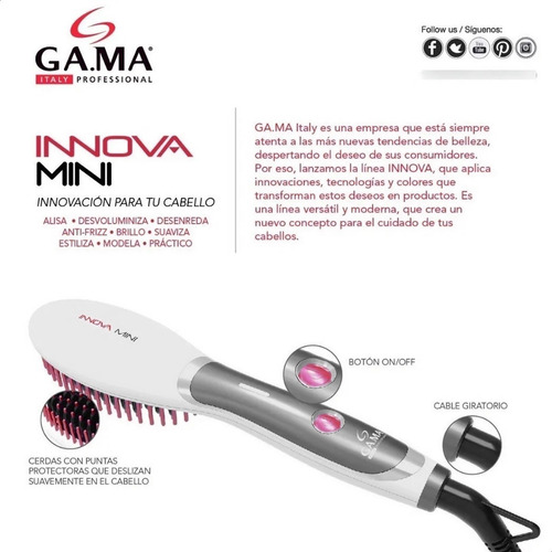 Imagen 8 de 8 de Cepillo Alisador Gama Innova Digital Eléctrico Peine Led Tem
