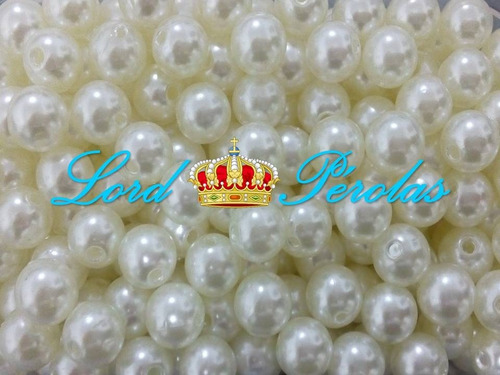 Imagem 1 de 1 de 100 Chatons Perolas Abs Inteira Com Furo 8mm Creme