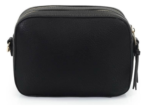 Bolsa Transversal Média Monocolor - Wj Acessórios (046137) Preto Lisa Ouro Preto
