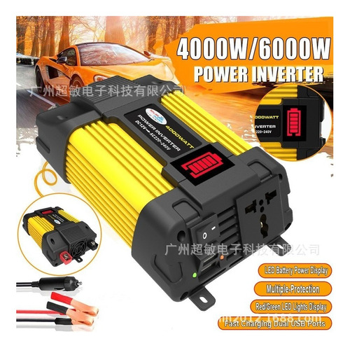 12v - 110v 6000w Cargador De Corriente De Inversor De Coche