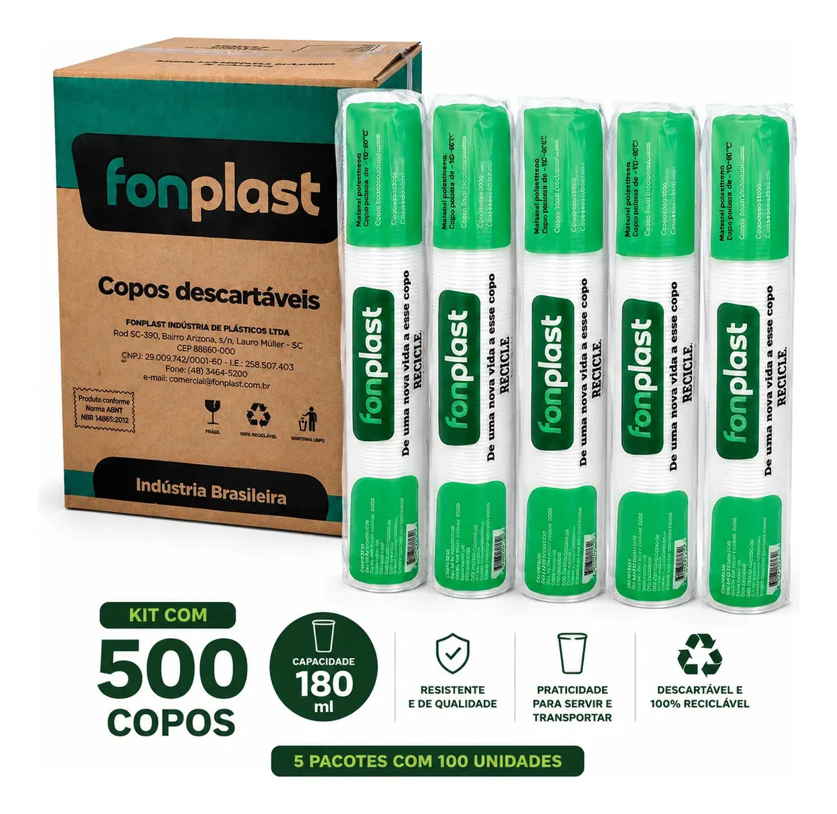 Copo descartável Fonplast 180ml c/ 500 un Transparente