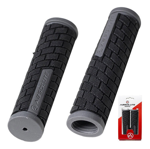 Manopla Punho Emborrachada Para Bike Absolute Hl-g138 Cinza Cor Preto/Cinza