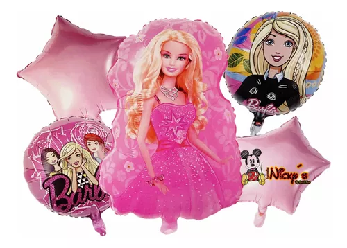 Set De 5 Globos Barbie Rosa Cumpleaños Fiesta Infantil