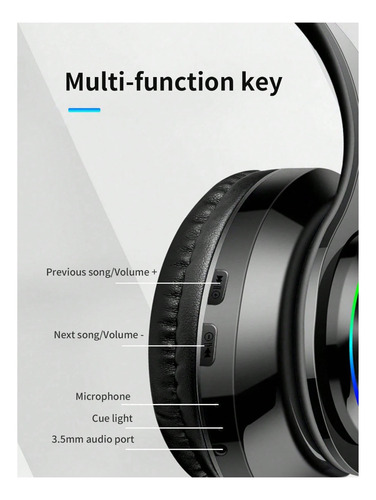 Auriculares B39 Con Luz Rgb Y Reducción De Ruido Negro