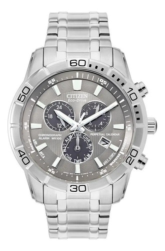 Reloj Citizen Ecodrive Cronógrafo Bl5450-54h Original Hombre Gris Gris Gris