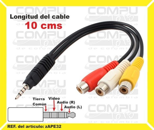 Cable 1 Plug Triestereo A 3 Rca Ref: Zape32 Computoys Sas